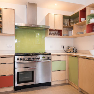 Birch Plywood and Laminate Kitchen in 1930's Remodelled House