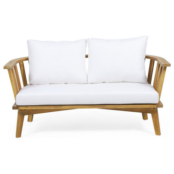Zechariah Outdoor Wooden Loveseat With Cushions