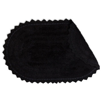 DII Black Large Oval Crochet Bath Mat