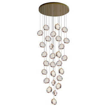 Hanging crystal light fixture for staircase, living room, dining room, 5 Lights