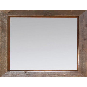 Rustic Mirror, Park City Style Barnwood With Alder Inset, 28x34