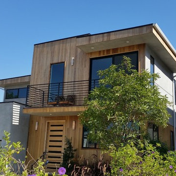 Modern Style Homes , Round Downspouts,Square Collector Boxes,Angle Faced Gutters