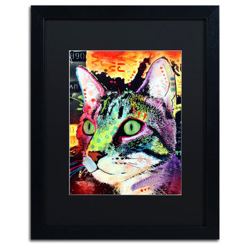 Dean Russo 'Curiosity Cat' Framed Art, 16x20, Black Frame, Black Mat