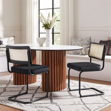 Posh Living Sherry Velvet Dining Chair Seat (Set of 2) Black