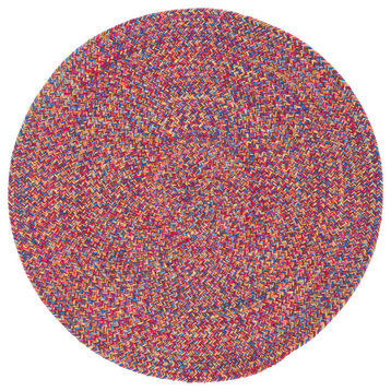 Safavieh Braided Brd351Q Solid Color Rug, Red and Yellow, 6'0"x6'0" Round