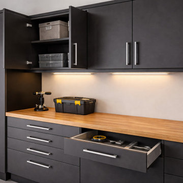 Custom Garage Storage Cabinets with Workbench | Garage Organization Texas