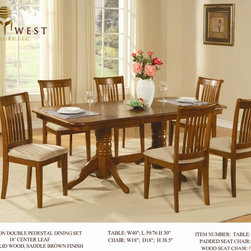 Napoleon dining table + 6 Portland microfiber padded chairs in saddle brown fini - Dining Sets