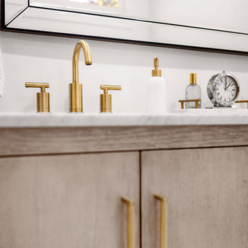 Gold, Grey, and White Bathroom Remodel