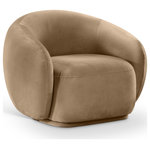 Meridian Furniture - Emery Upholstered Chair, Beige, Velvet, Accent Chair - Drift away into a cloud of comfort with the Emery beige velvet accent chair. Its soft, rounded curves and plush velvet upholstery create a truly indulgent seating experience. A timeless piece of furniture that exudes elegance and sophistication with its classic design that will never go out of style.