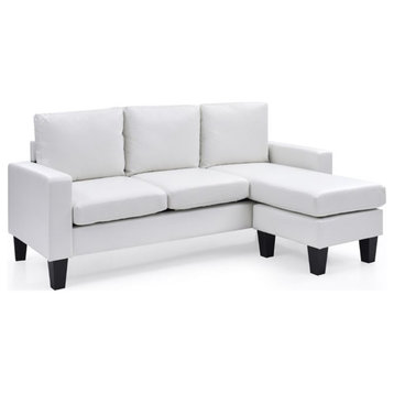 Glory Furniture Jenna Faux Leather Sofa Chaise in White