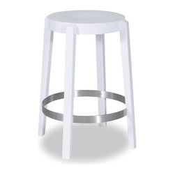 White Beechwood Punton Kitchen Stool by Tom Kelley for TON - Bar Stools And Counter Stools