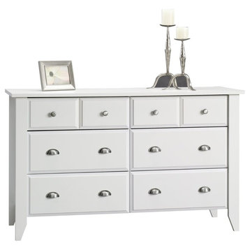 Double Dresser, 6 Spacious Drawers With Smooth Metal Runners, Soft White Finish