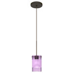 Besa Lighting - Besa Lighting 1XT-6524EA-LED-BR Scope - One Light Cord Pendant with Flat Canopy - Scope is a compact cylinder of handcrafted glass,Scope One Light Cord Bronze Amethyst/Fros *UL Approved: YES Energy Star Qualified: n/a ADA Certified: n/a  *Number of Lights: Lamp: 1-*Wattage:50w GU5.3 Bi-pin bulb(s) *Bulb Included:Yes *Bulb Type:GU5.3 Bi-pin *Finish Type:Bronze