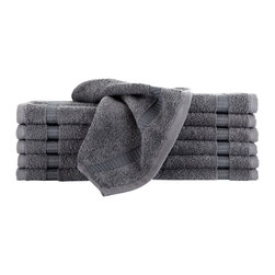 Makroteks - Villa Wash Cloth 12pc Set, Gray - Bath Towels