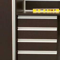 Integrated extruded matte Aluminum finger pulls - Storage Cabinets
