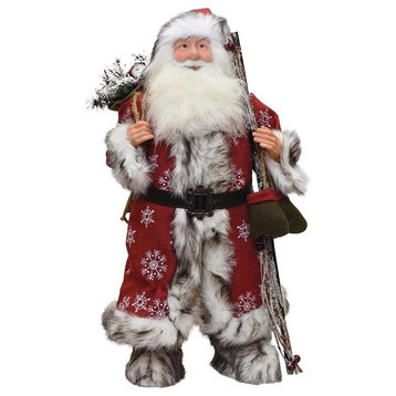 24" Standing Snowflake Santa Claus Christmas Figure With Mittens and Staff