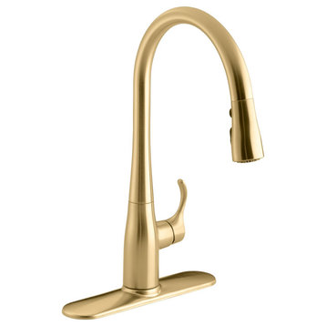 Kohler K-596 Simplice 1.5 GPM 1 Hole Pull Down Kitchen Faucet - - Vibrant