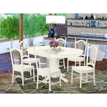 East West Furniture Avon 7-piece Wood Kitchen Table Set in Linen White