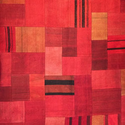 Striking Red Kilim Patchwork Rug - Area Rugs