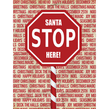 Santa Claus Stop Here Stop Sign Flag Canvas, House Size