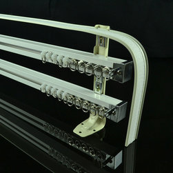 CHR7624 Wall Mounted Triple Curtain Tracks with Valance Track and Rails - Window Treatment Accessories