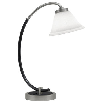 1-Light Desk Lamp, Graphite/Matte Black Finish, 7" White Muslin Glass