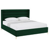 Inspired Home Alessio Bed, Upholstered, Green Velvet King