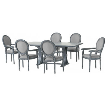 Aisenbrey French Country 7-Piece Expandable Dining Set, Gray/Gray