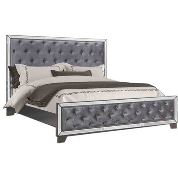 Best Master Furniture Beronica Transitional Wood King Bed in Silver