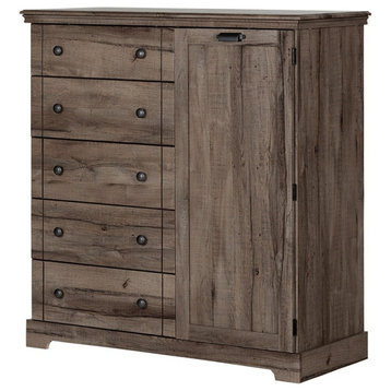 South Shore Avilla 5 Drawer and 1 Door Chest in Fall Oak