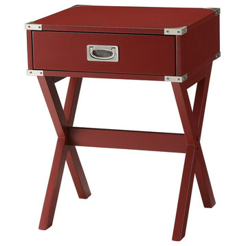 Brent Collection 1-Drawer End Table, Red