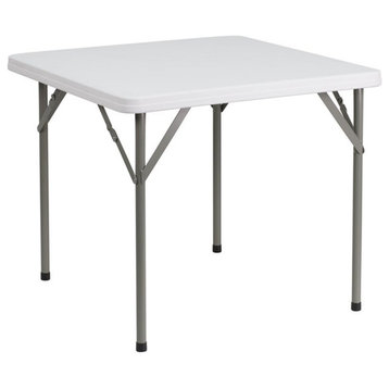 Flash Furniture 34" Square Plastic Folding Table in Granite White
