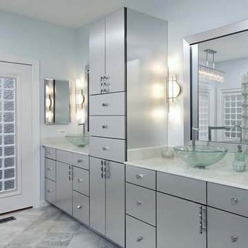 Glass Block Walls & Windows Highlight Modern Bath Remodel