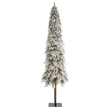 Nearly Natural 9�Flocked Grand Alpine Artificial Christmas Tree/600 Clear Lights