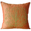 Orange Toss Pillow Covers 20"x20" Toss Pillow Covers, Art Silk, Money Tree