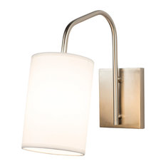 Coopster 1 Light Sconce In Brushed Nickel Finish With White Linen Shade