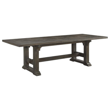 Lexicon Transitional Engineered Wood Dining Room Table in Driftwood Brown