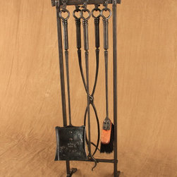 Four Piece Lodge Style Fire Tool Set - Fireplace Accessories