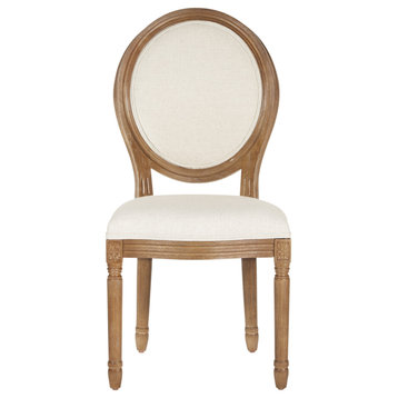 Lillian Oval Back Chair, Linen Fabric With Brushed Frame