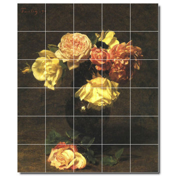 Henri Fantin-Latour Flowers Painting Ceramic Tile Mural #144, 21.25"x25.5"