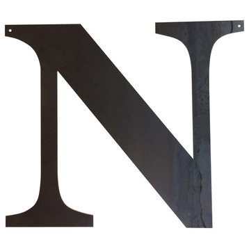 Rustic Large Letter "N", Raw Metal, 22"