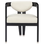 Meridian Furniture - Carlyle Faux Leather Upholstered Dining Chair, Cream, Black Finish - Modernize the feel of your dining room with this Carlyle vegan leather dining chair. Paired with the table of your choice, this chair adds a sophisticated finish to the overall look of your space. The chair has a solid wood frame with a wire-brushed black finish for the utmost in elegant aesthetics. The soft cream vegan leather upholstery feels soft and supple to the touch and offers long-wearing beauty without the maintenance requirements of the real thing.
