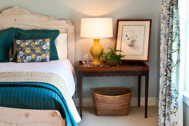 Example of a transitional bedroom design in Boston