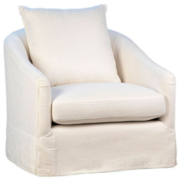 Laura Upholstered Performance Linen Slip Cover Occasional Chair, Oatmeal