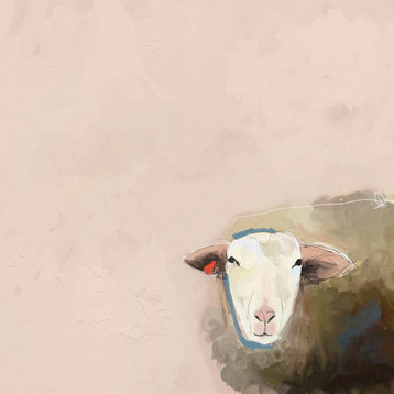 "Shy Sheep" Canvas Wall Art by Cathy Walters, 10"x10"