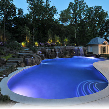Luxury Inground Swimming Pool & Waterfall Design & Installation- Bergen County