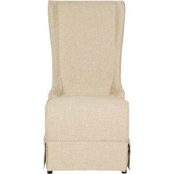 Safavieh Becall 20" Linen Dining Chair, Hemp, Black