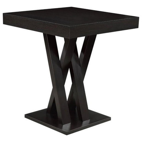 Bowery Hill Square Crisscross Base Pub Height Dining Table in Cappuccino