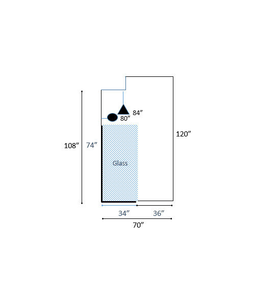 Shower glass height vs Shower head height