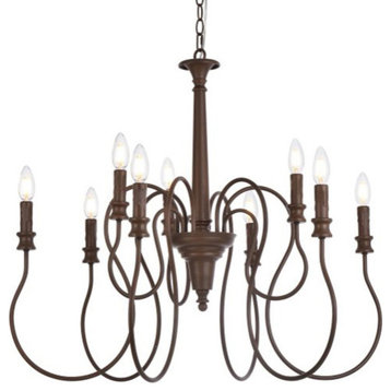 Elegant Lighting LD7045D30 Flynx 9 Light 31"W Taper Candle Style - Weathered